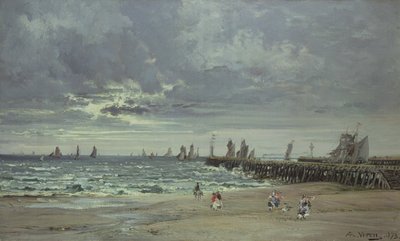The Sea at Boulogne, 1873 by Alexandre Rene Veron